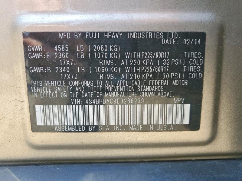 Aukcja sprzedaży 2014 Subaru Outback, vin: 4S4BRBAC9E3286239, numer aukcji: 53024026