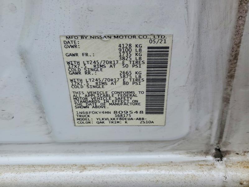 Aukcja sprzedaży 2021 Nissan Nv, vin: 1N6BF0KY4MN809548, numer aukcji: 52694806