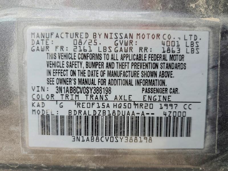 Продажа на аукционе авто 2025 Nissan Sentra, vin: 3N1AB8CV0SY388198, номер лота: 52505266