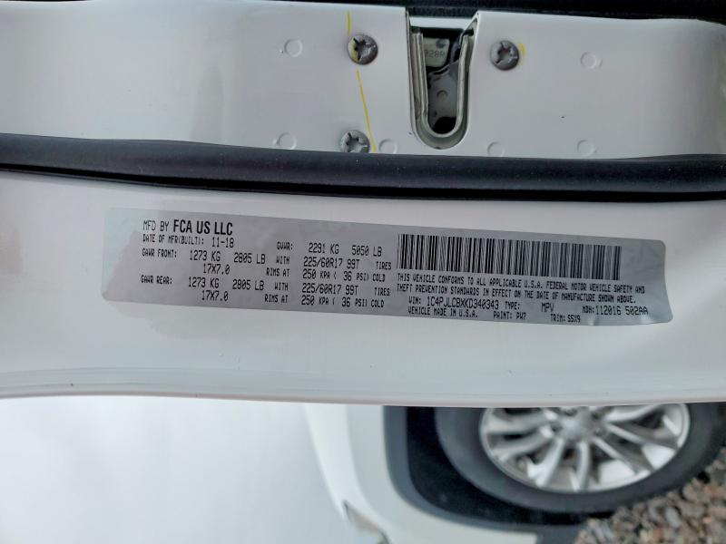 Aukcja sprzedaży 2019 Jeep Cherokee, vin: 1C4PJLCBXKD340343, numer aukcji: 54300736