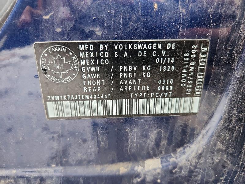 Продажа на аукционе авто 2014 Volkswagen Jetta, vin: 3VW1K7AJ7EM404445, номер лота: 53611816