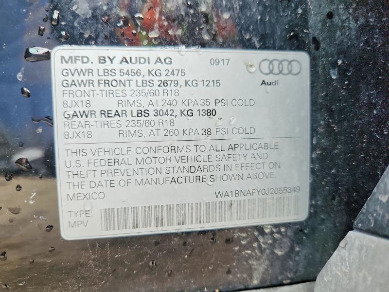 Продажа на аукционе авто 2018 Audi Q5, vin: WA1BNAFY0J2055349, номер лота: 52478666
