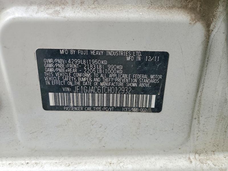 Продаж на аукціоні авто 2012 Subaru Impreza, vin: JF1GJAC61CH012932, номер лоту: 55372096
