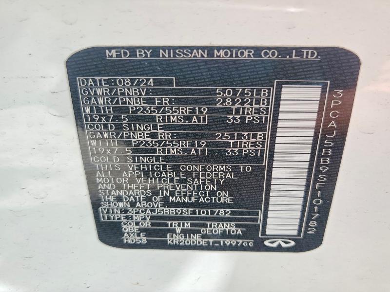 Продаж на аукціоні авто 2025 Infiniti Qx50, vin: 3PCAJ5BB9SF101782, номер лоту: 54759716