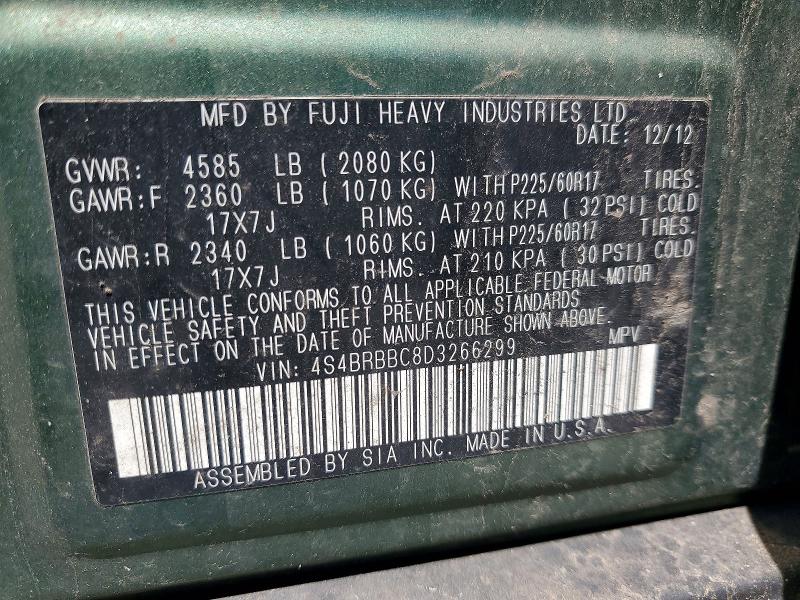Продаж на аукціоні авто 2013 Subaru Outback, vin: 4S4BRBBC8D3266299, номер лоту: 50223596