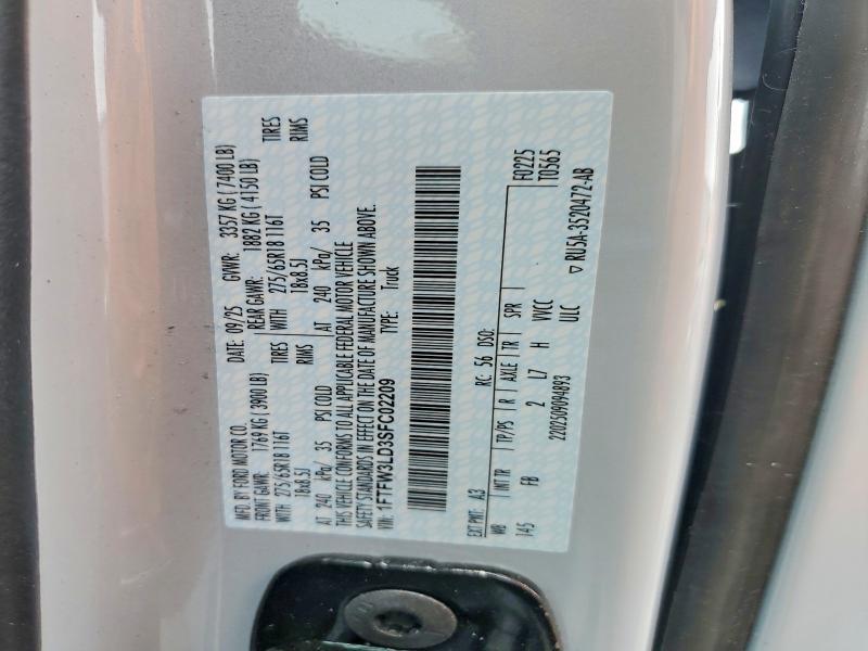 55042526 :رقم المزاد ، 1FTFW3LD3SFC02209 vin ، 2025 Ford F150 مزاد بيع