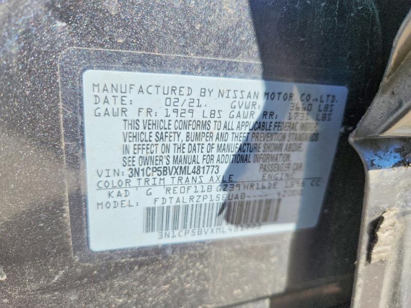 51882726 :رقم المزاد ، 3N1CP5BVXML481773 vin ، 2021 Nissan Kicks مزاد بيع