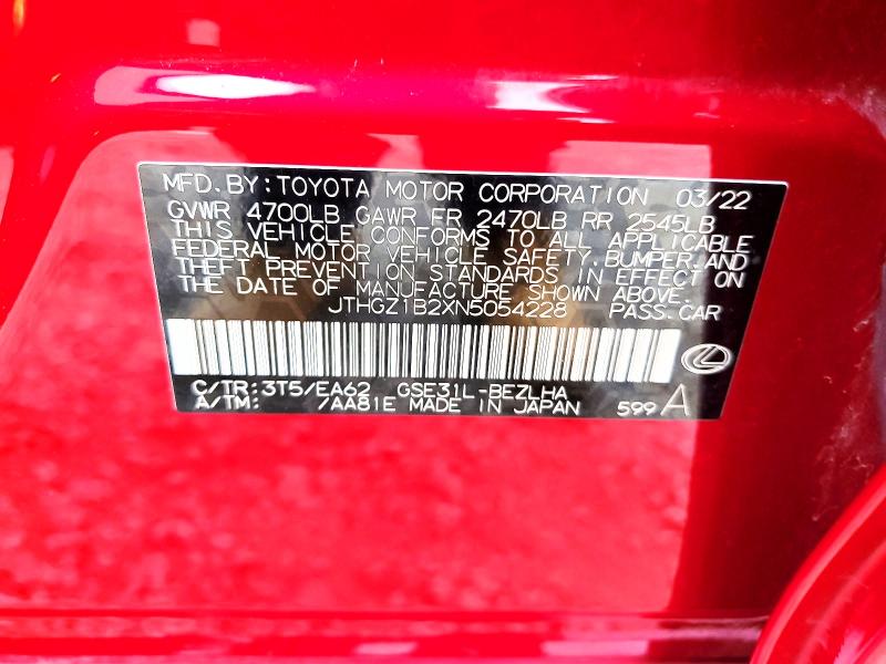 Продажа на аукционе авто 2022 Lexus Is, vin: JTHGZ1B2XN5054228, номер лота: 54842106