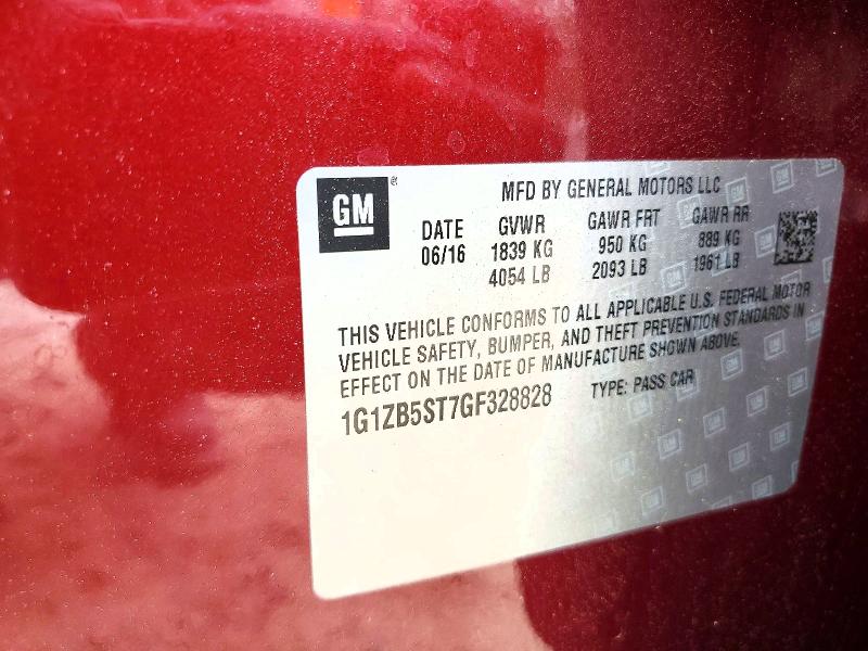 52551186 :رقم المزاد ، 1G1ZB5ST7GF328828 vin ، 2016 Chevrolet Malibu مزاد بيع