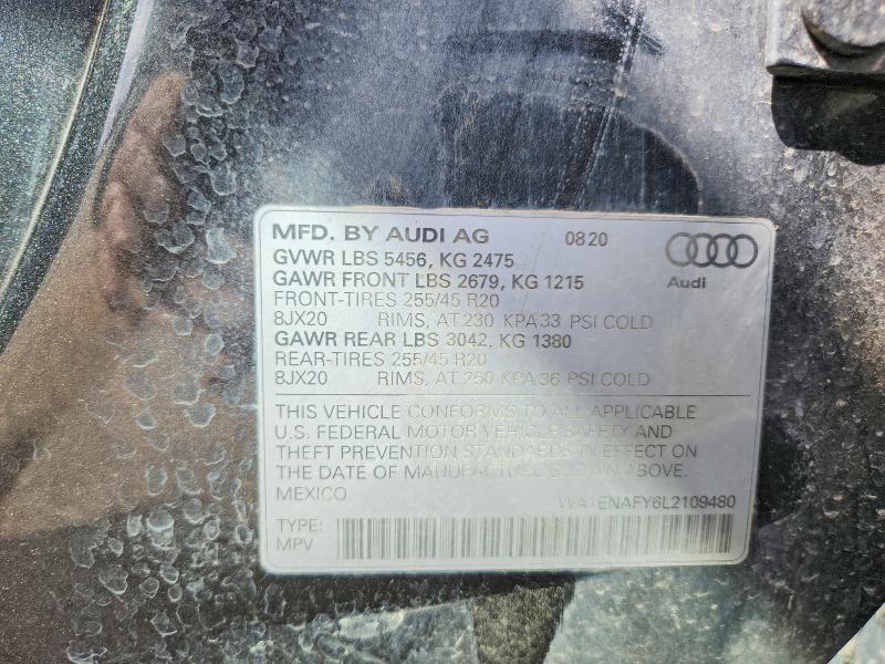 Aukcja sprzedaży 2020 Audi Q5, vin: WA1ENAFY6L2109480, numer aukcji: 53607646