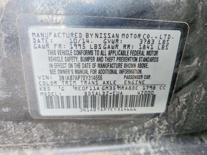 2014 Nissan Sentra მანქანა იყიდება აუქციონზე, vin: 3N1AB7AP7EY314666, აუქციონის ნომერი: 54270926