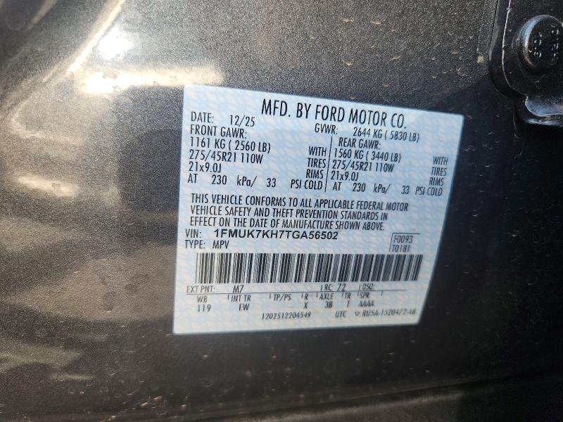 2026 Ford Explorer მანქანა იყიდება აუქციონზე, vin: 1FMUK7KH7TGA56502, აუქციონის ნომერი: 52971936