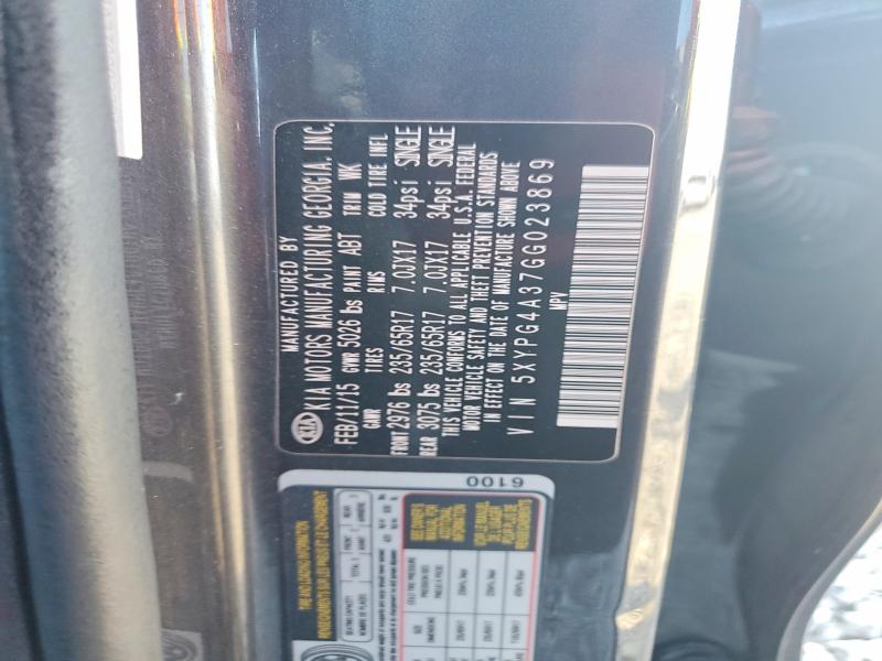 Aukcja sprzedaży 2016 Kia Sorento, vin: 5XYPG4A37GG023869, numer aukcji: 54619206