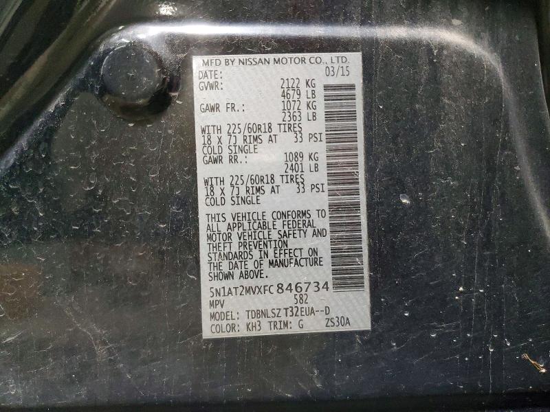 Продажа на аукционе авто 2015 Nissan Rogue, vin: 5N1AT2MVXFC846734, номер лота: 53191646