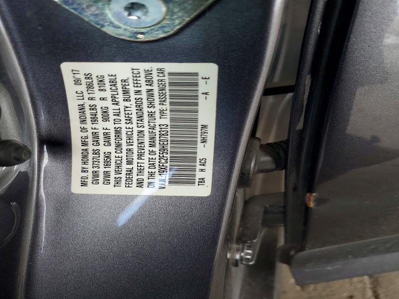 Aukcja sprzedaży 2017 Honda Civic, vin: 19XFC2F59HE078313, numer aukcji: 53443006