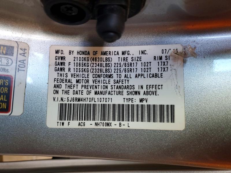 Продаж на аукціоні авто 2015 Honda Cr-v, vin: 5J6RM4H70FL107071, номер лоту: 52924616