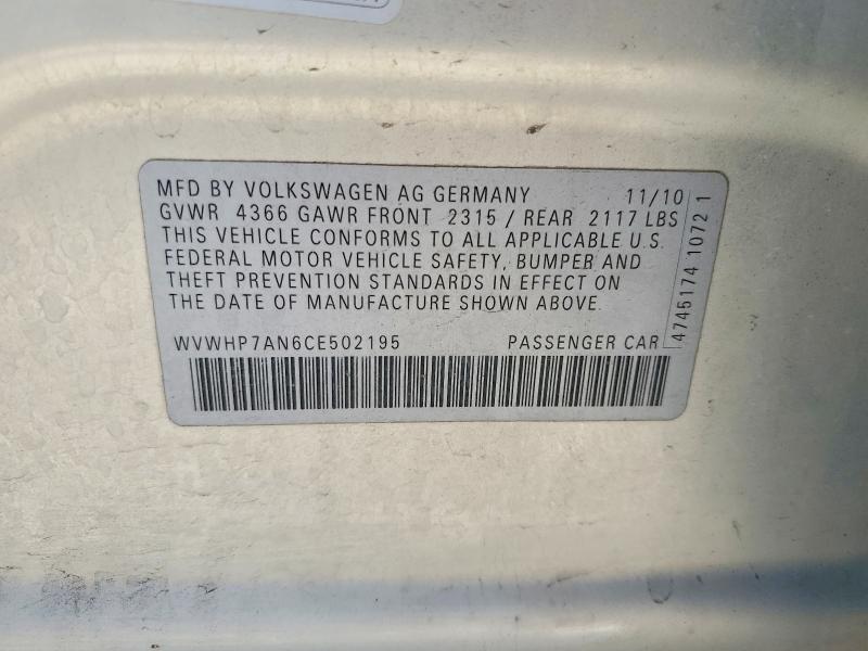 Продажа на аукционе авто 2012 Volkswagen Cc, vin: WVWHP7AN6CE502195, номер лота: 53795616