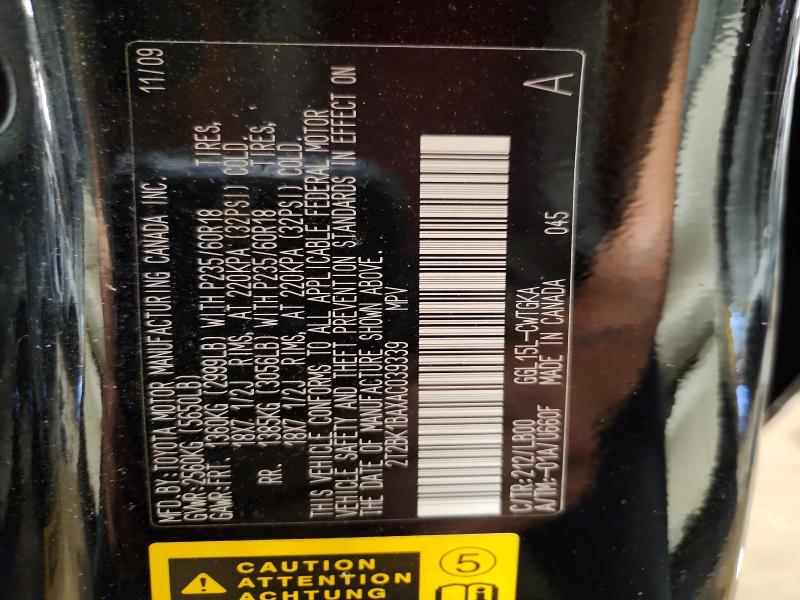 2010 Lexus Rx მანქანა იყიდება აუქციონზე, vin: 2T2BK1BAXAC039339, აუქციონის ნომერი: 54276016