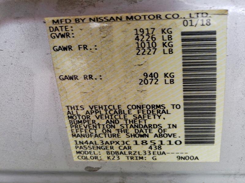 Auction sale of the 2018 Nissan Altima, vin: 1N4AL3APXJC185110, lot number: 53416036