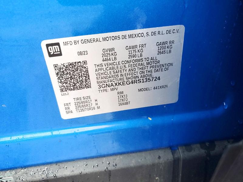 51314836 :رقم المزاد ، 3GNAXKEG4RS135724 vin ، 2024 Chevrolet Equinox مزاد بيع