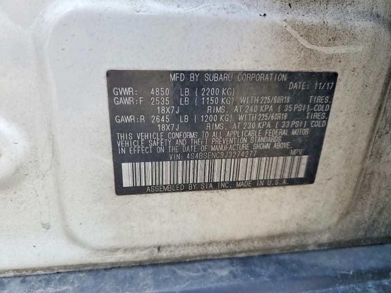 Aukcja sprzedaży 2018 Subaru Outback, vin: 4S4BSENC9J3274277, numer aukcji: 53368286