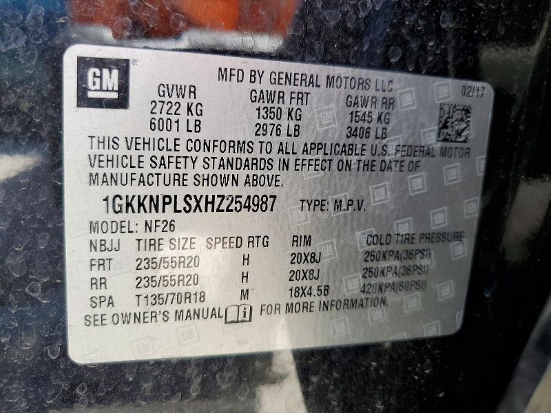 Продаж на аукціоні авто 2017 Gmc Acadia, vin: 1GKKNPLSXHZ254987, номер лоту: 53945686