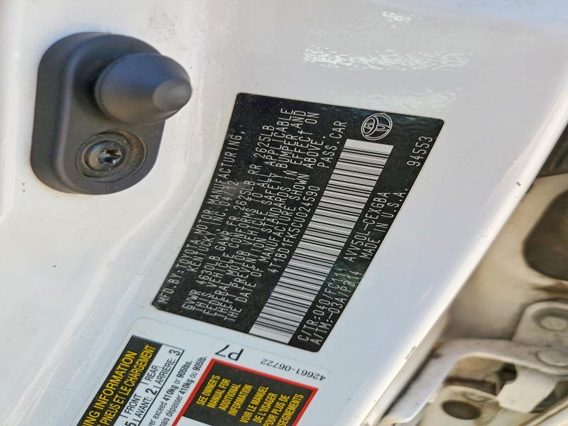2012 Toyota Camry Hybrid მანქანა იყიდება აუქციონზე, vin: 4T1BD1FK5CU024590, აუქციონის ნომერი: 52734276