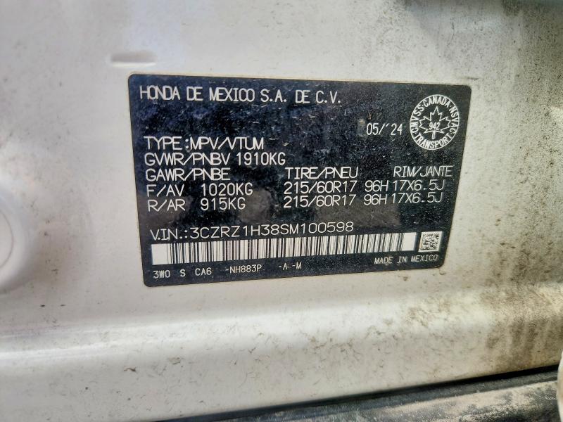 Продажа на аукционе авто 2025 Honda Hr-v, vin: 3CZRZ1H38SM100598, номер лота: 54412196