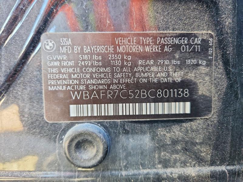 54561866 :رقم المزاد ، WBAFR7C52BC801138 vin ، 2011 Bmw 535 مزاد بيع