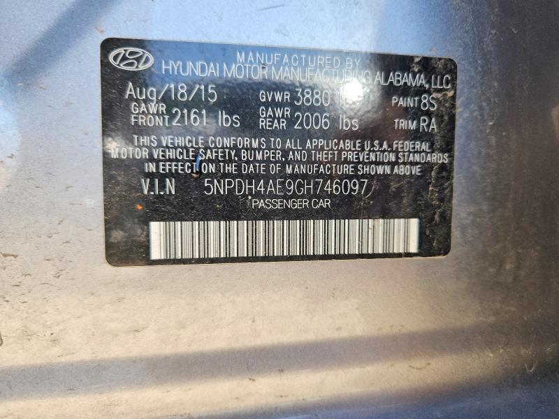 Продажа на аукционе авто 2016 Hyundai Elantra, vin: 5NPDH4AE9GH746097, номер лота: 54764896