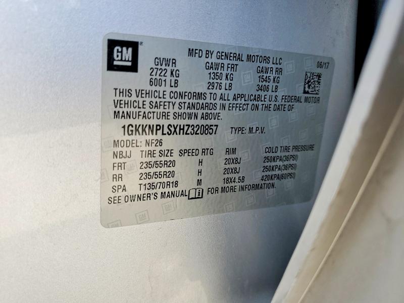 2017 Gmc Acadia მანქანა იყიდება აუქციონზე, vin: 1GKKNPLSXHZ320857, აუქციონის ნომერი: 53305006