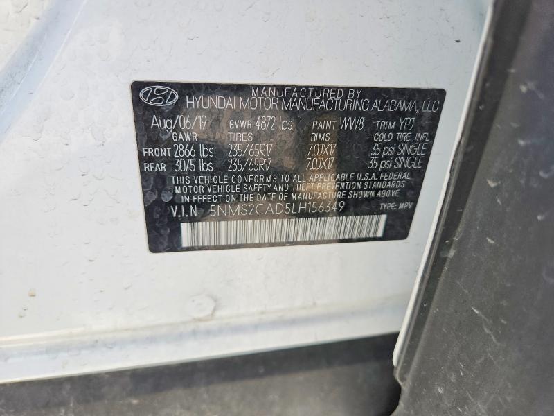 Продажа на аукционе авто 2020 Hyundai Santa Fe, vin: 5NMS2CAD5LH156349, номер лота: 54518656