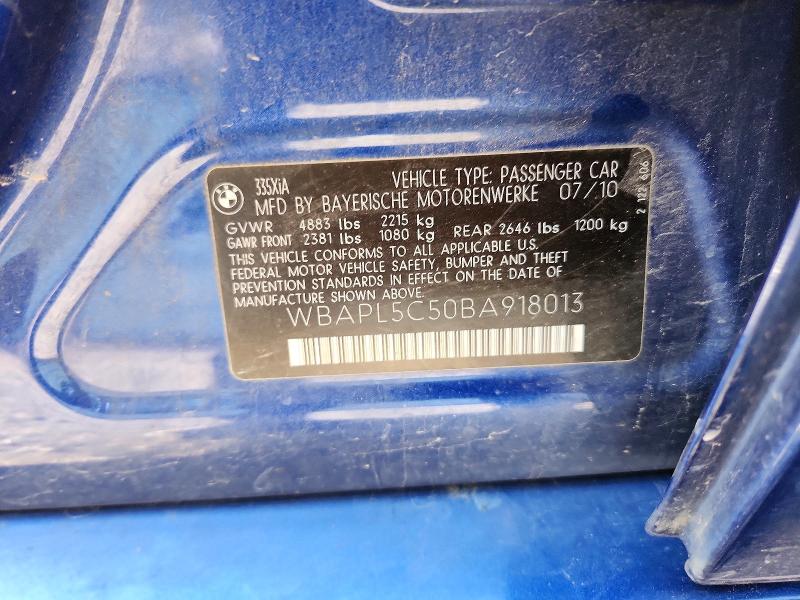 Продаж на аукціоні авто 2011 Bmw 335, vin: WBAPL5C50BA918013, номер лоту: 55212886