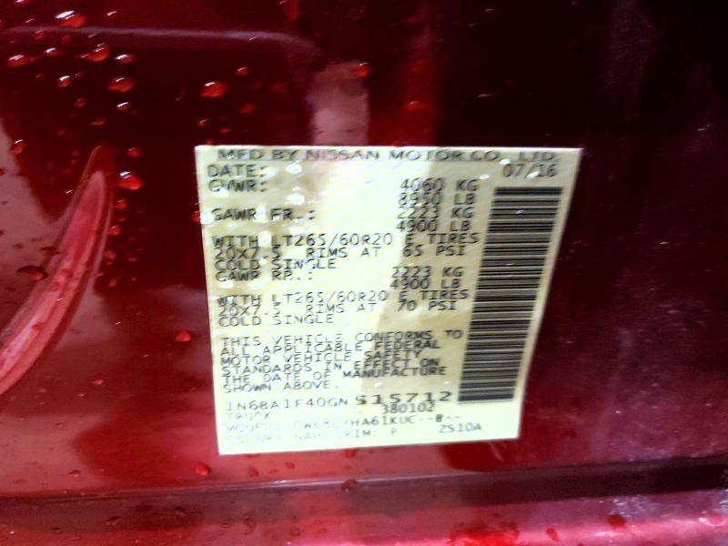 2016 Nissan Titan Xd მანქანა იყიდება აუქციონზე, vin: 1N6BA1F40GN515712, აუქციონის ნომერი: 54954166