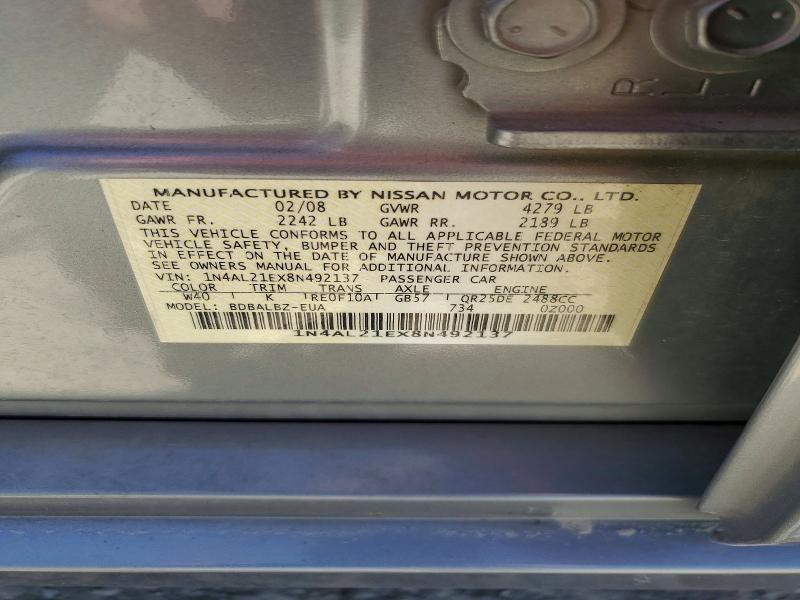 Aukcja sprzedaży 2008 Nissan Altima, vin: 1N4AL21EX8N492137, numer aukcji: 53681296