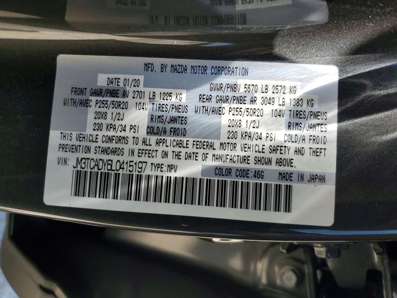 Aukcja sprzedaży 2020 Mazda Cx-9, vin: JM3TCADY6L0415197, numer aukcji: 52846276