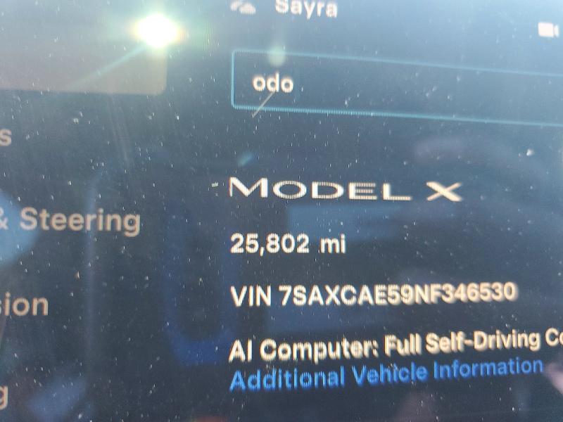Aukcja sprzedaży 2022 Tesla Model X, vin: 7SAXCAE59NF346530, numer aukcji: 54748766