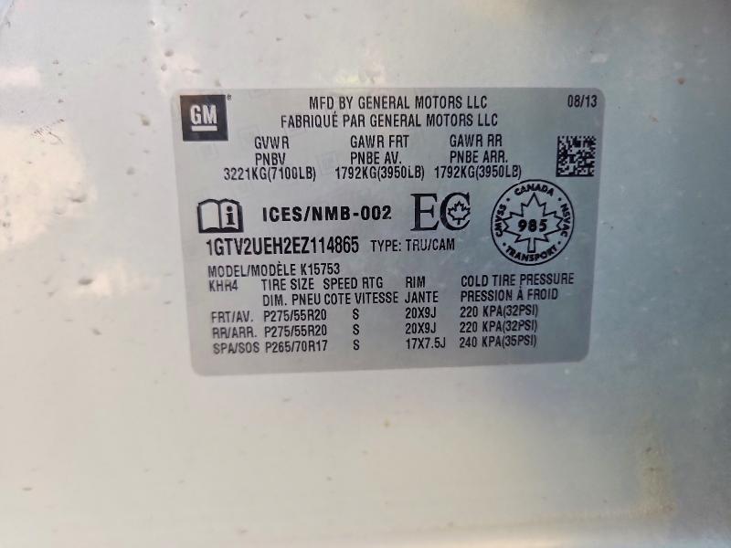 53732216 :رقم المزاد ، 1GTV2UEH2EZ114865 vin ، 2014 Gmc Sierra مزاد بيع