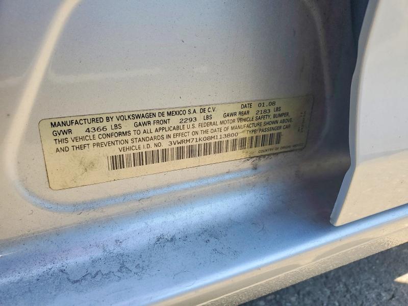 54142026 :رقم المزاد ، 3VWRM71K08M113800 vin ، 2008 Volkswagen Jetta مزاد بيع
