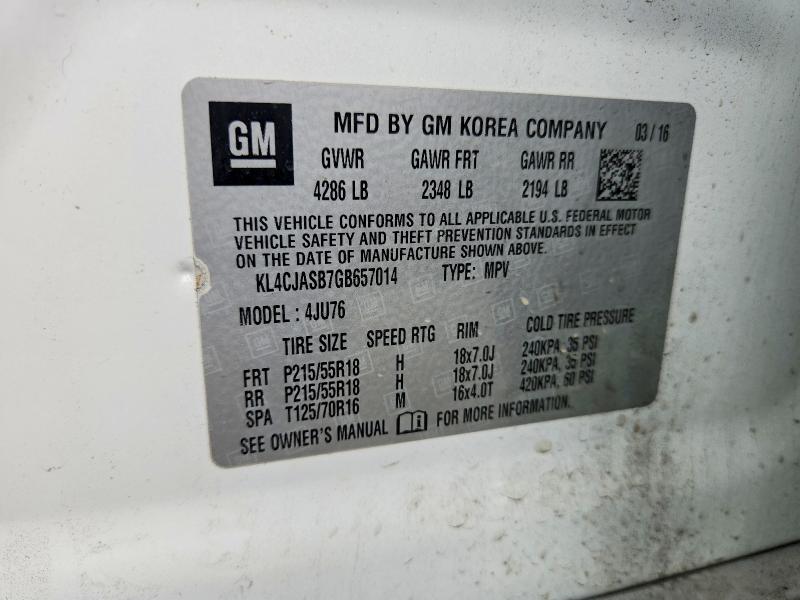 Продаж на аукціоні авто 2016 Buick Encore, vin: KL4CJASB7GB657014, номер лоту: 49791856