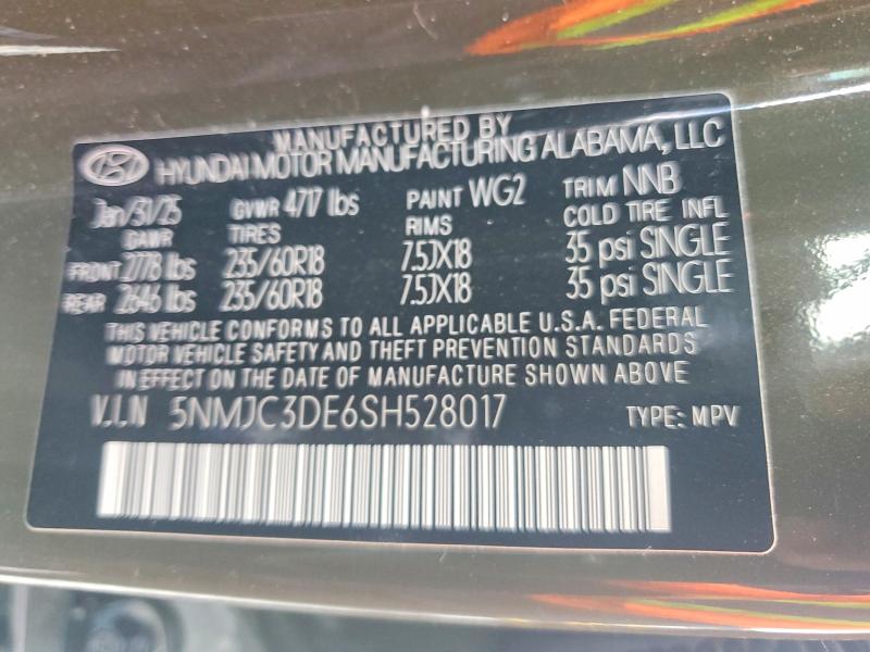 53449196 :رقم المزاد ، 5NMJC3DE6SH528017 vin ، 2025 Hyundai Tucson مزاد بيع