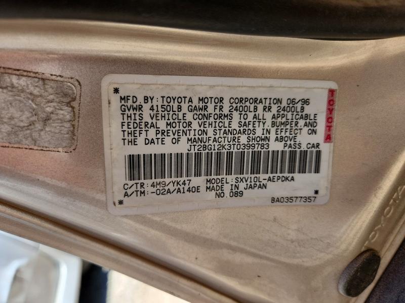 Aukcja sprzedaży 1996 Toyota Camry, vin: JT2BG12K3T0399783, numer aukcji: 50463126
