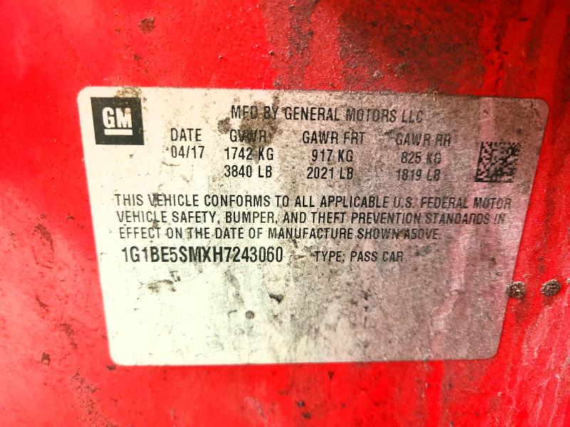 Aukcja sprzedaży 2017 Chevrolet Cruze, vin: 1G1BE5SMXH7243060, numer aukcji: 54161376