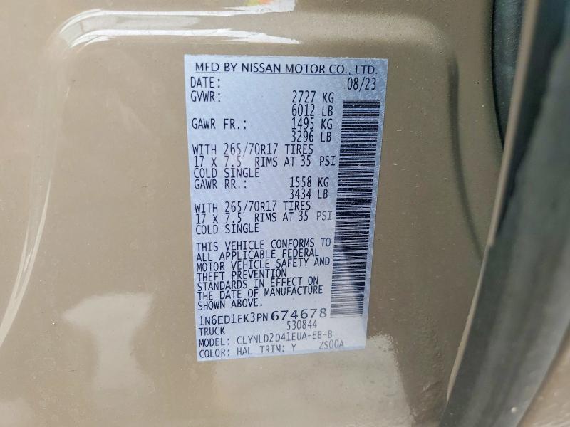 Продаж на аукціоні авто 2023 Nissan Frontier, vin: 1N6ED1EK3PN674678, номер лоту: 52047716