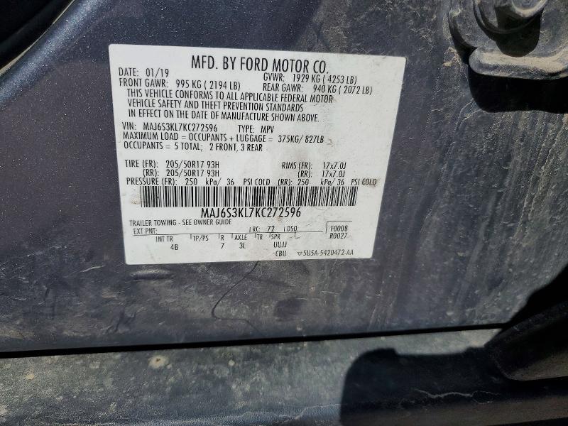 Aukcja sprzedaży 2019 Ford Ecosport, vin: MAJ6S3KL7KC272596, numer aukcji: 52894406