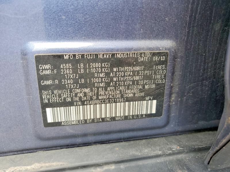 Продажа на аукционе авто 2014 Subaru Outback, vin: 4S4BRBCC3E3218967, номер лота: 55214616