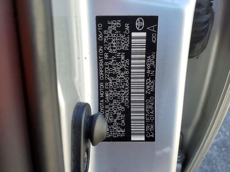 Aukcja sprzedaży 2010 Toyota Prius, vin: JTDKN3DU6A5187726, numer aukcji: 54651516