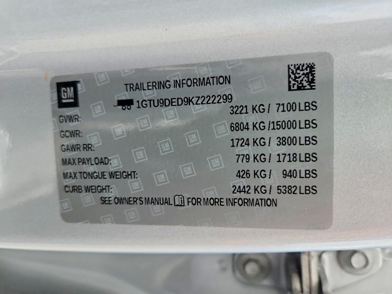 Продаж на аукціоні авто 2019 Gmc Sierra, vin: 1GTU9DED9KZ222299, номер лоту: 54134126