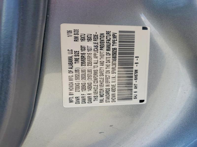 Aukcja sprzedaży 2006 Honda Odyssey, vin: 5FNRL387X6B058256, numer aukcji: 55104526