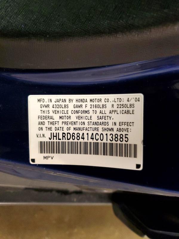 Продажа на аукционе авто 2004 Honda Cr-v, vin: JHLRD68414C013885, номер лота: 54265226